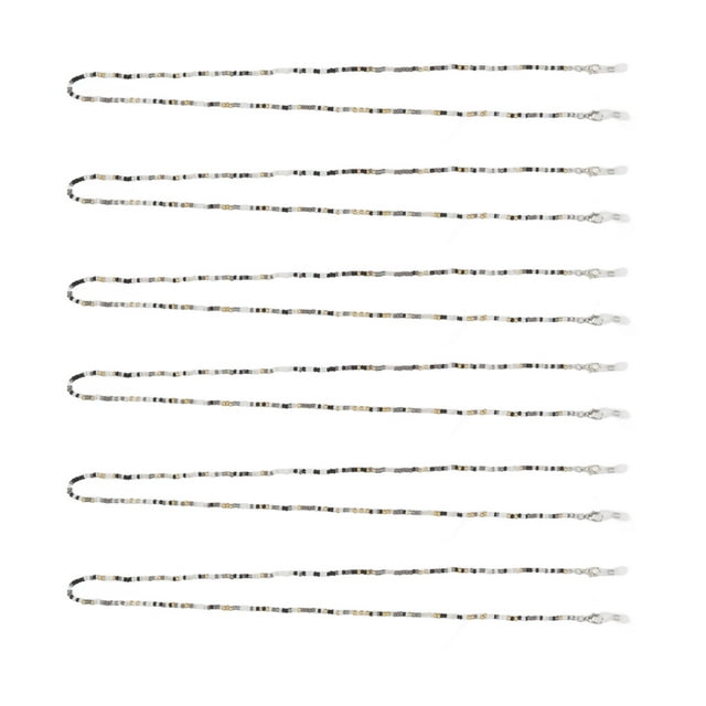 Colored Necklace Chain, 6PCS Stainless Steel Anti Entanglement Beaded Eyeglass Necklace Chains Oxidation Resistant For Gifting For Clothing ANGGREK Negro