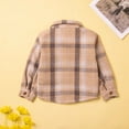 thumbnail image 6 of Zshosam Girls Flannel Shirts Shacket for Kids Plaid Long Sleeve Coat with Pockets Boys Girls Causal Loose Fit Button Lapel Jackets Trendy Cute Jacket Outerwear Size 4T 5T,(Khaki 4-5 Years), 6 of 7