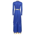 thumbnail image 4 of Sholeno Womens Liturgical Praise Dance Outfits Worship Dancewear Overlay Dress with Wide-Leg Pants 2-Piece Sets Royal Blue M, 4 of 7