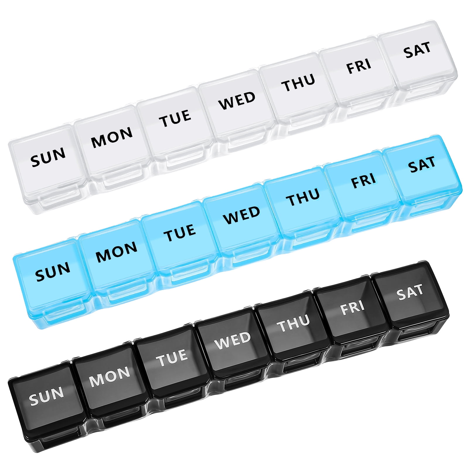 HEQUSIGNS 3 Color Weekly Pill Organizer, Portable 7 Day Daily Pill Box Case for Vitamin, Fish Oil Supplements