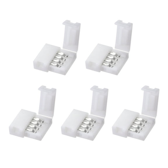 Unique Bargains 10mm 4P LED Strip Connector Solderless for 5050 3528 RGB Multicolor Strip Lights 5Pcs