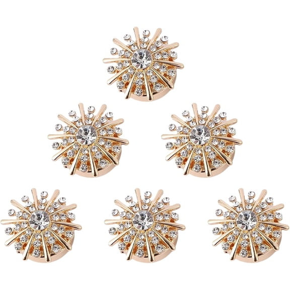 Rhinestone Button Covers - Women's Detachable Blouse Button Clips for Elegant Decoration, Sparkling Jewelry Design, Set of 6 Fashion Accessories for Shirts Dresses and Tops