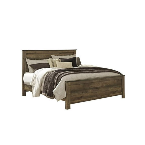 Bowery Hill Farmhouse Wood King Size Panel Bed in Brown Finish