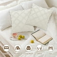 thumbnail image 6 of GERsome Faux Fur Throw Pillow Cover - 17.7"x17.7" Decorative Jacquard Fuzzy Striped Pillowcase for Living Room Sofa Couch Bedroom Home Decor Beige, 6 of 6