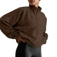 thumbnail image 4 of Mgmyaa Women's Fleece Oversized Pullover Jacket Half Zip Long Sleeve Pocket Casual Outerwear, 4 of 9