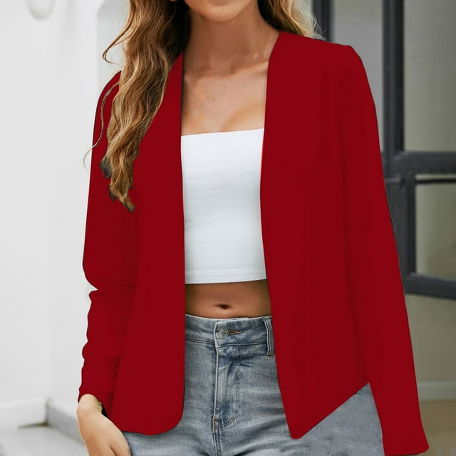 IMENGL Veste Sans Col Couleur Unie Automne, Rouge 2TG, Taille m-5TG