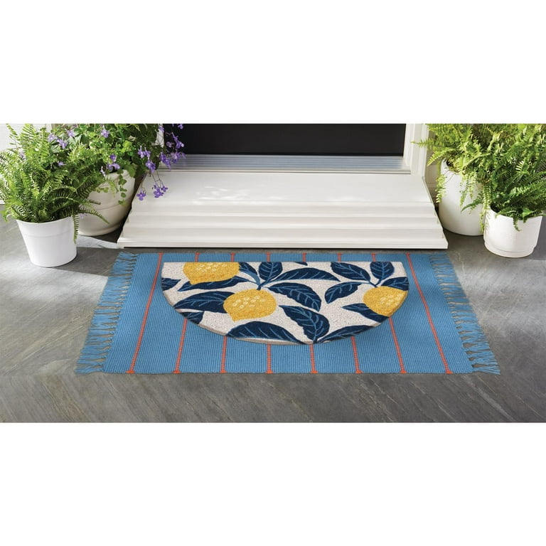 Mainstays by Becky G. & Alejandra Coir Outdoor Mat, Lemon & Blue