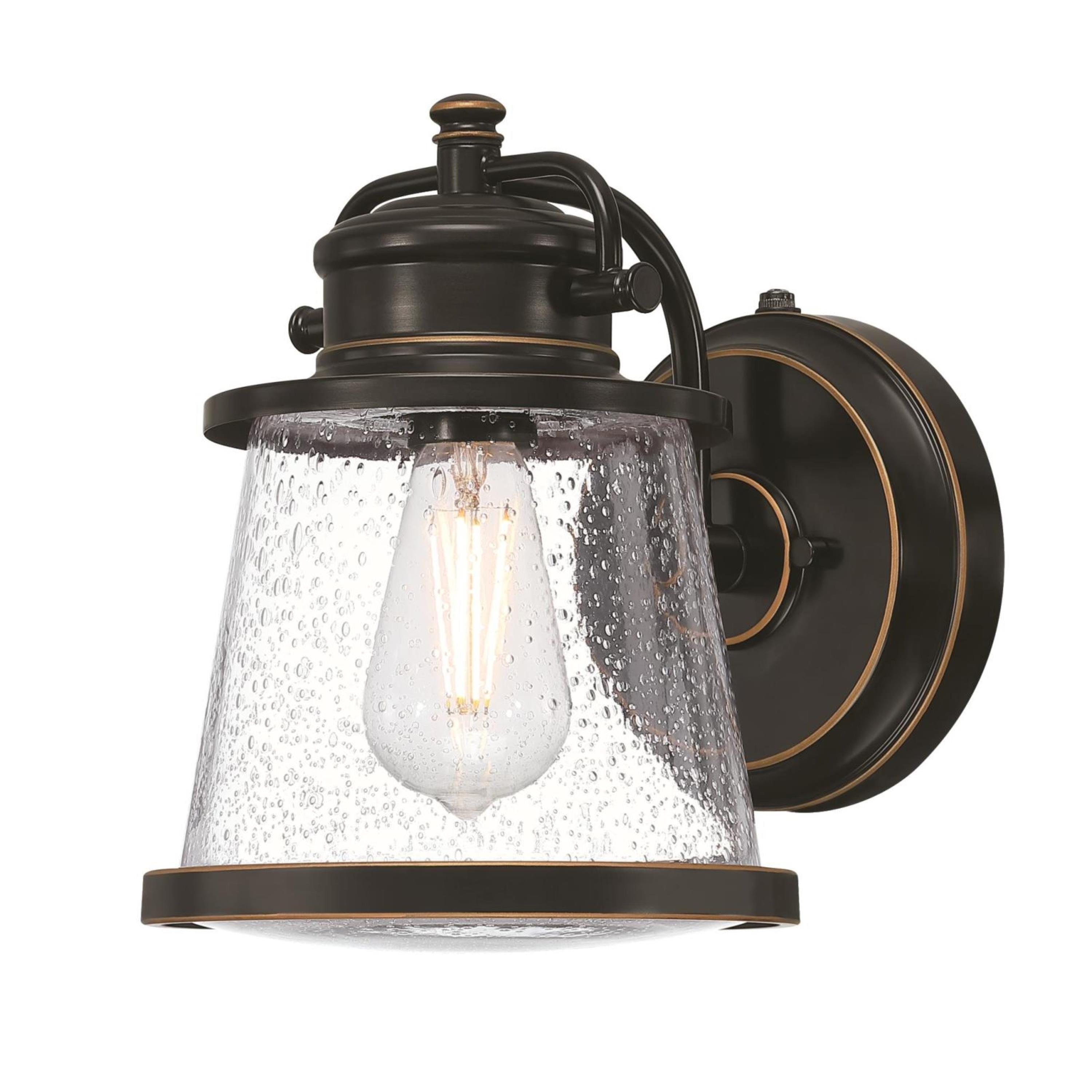 Westinghouse Westinghouse Lighting 6121500 Emma Jane Vintage-Style One Light Outdoor Wall Fixture with Dusk to Dawn Sensor, Amber Bronze Finish, Clear Seeded Glass - image 2 of 5