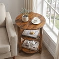 thumbnail image 3 of ZEXVIDA Round Side Table, 3-Tier Small Round End Table WithOpen Storage Shelves, Nightstand for Small Spaces, Living Room,Rustic Brown, 3 of 8