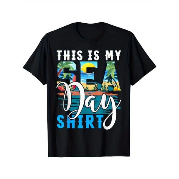Funny 'This Is My Sea Day' Cruise-Themed Cotton T-Shirt - Soft, Breathable Crew Neck Tee for Men & Women, Perfect for Casual Wear