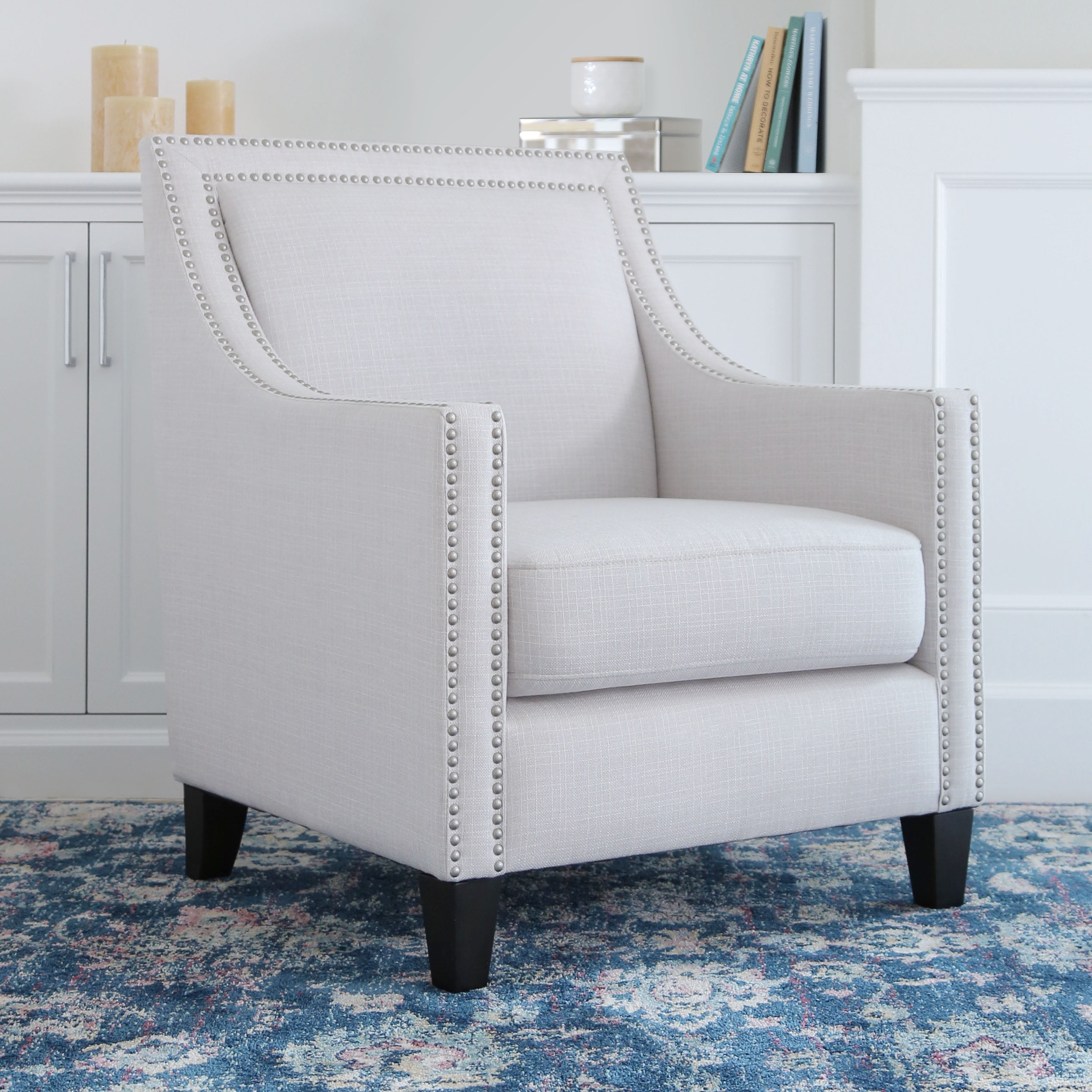 Devon & Claire Ari Nailhead Accent Chair, Ivory