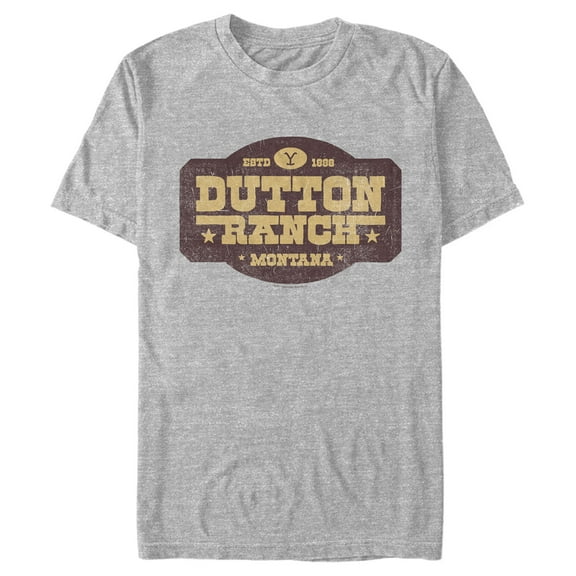Men's Yellowstone Distressed Dutton Ranch Montana Est 1886 Logo  Graphic T-Shirt