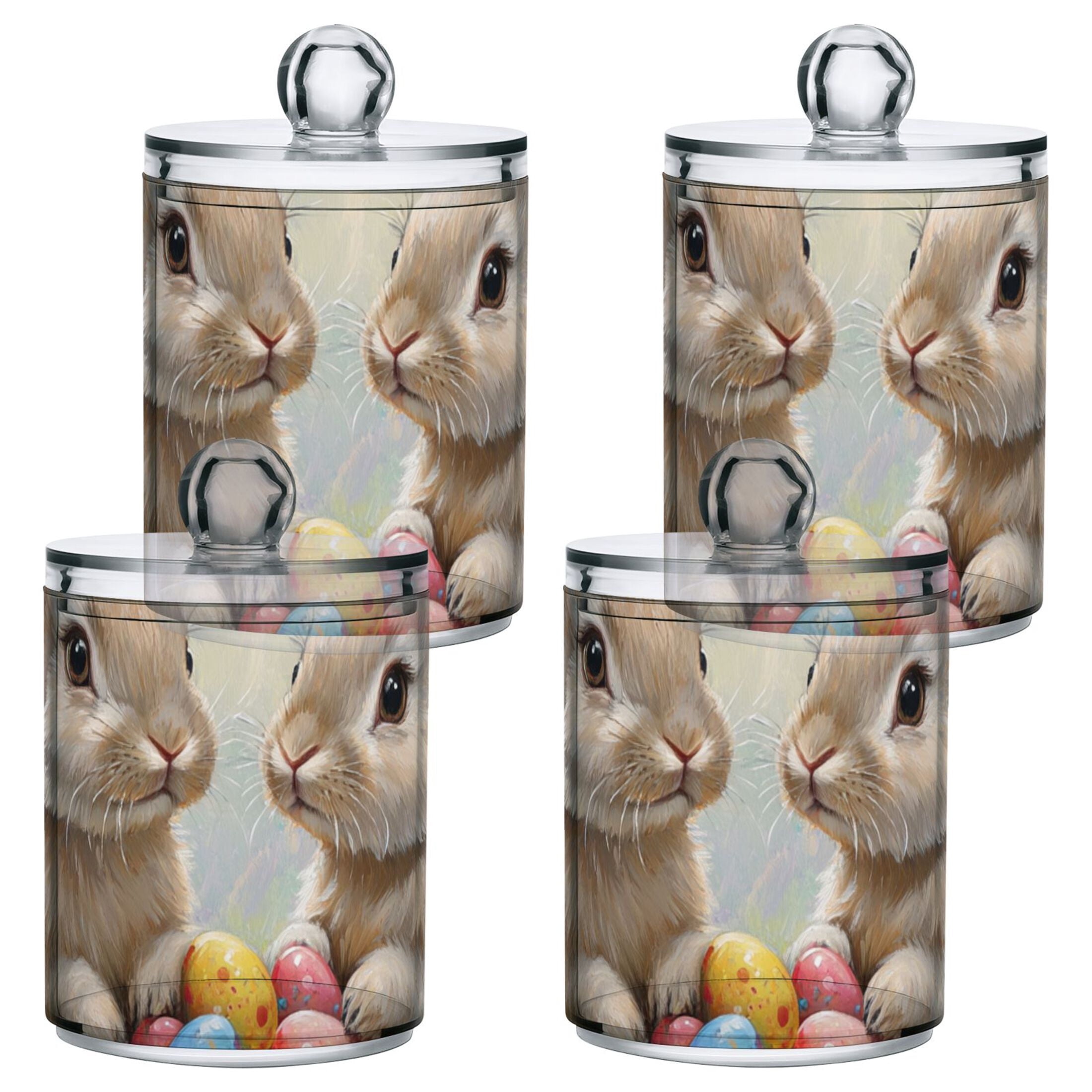 Ckdifva Rabbits Easter Eggs Storage Jar with Lid Acrylic Organization Storage Containers Set of 4