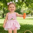 thumbnail image 6 of CAICJ98 Newborn Baby Girl Easter Outfits Romper Dress Sleeveless Bunny Overalls Romper Tulle Lace Onesie with Headband 2Pcs Cute Clothes (Pink,6-9 Months), 6 of 7