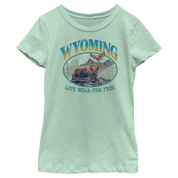 Girl's Lost Gods Live Wild And Free In Wyoming Graphic T-Shirt