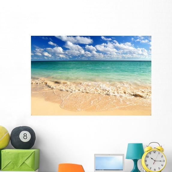 Tropical Beach Wall Mural by Wallmonkeys Peel and Stick Graphic (48 in W x 32 in H) WM135721