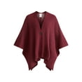 thumbnail image 5 of Time and Tru Women's Rib Knit Fashion Coverup with Button, One Size, Burgundy, 5 of 5