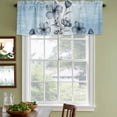 thumbnail image 4 of Blue Flower Valances for Windows, Decorative Rod Pocket Window Valance Curtains, Retro Gradient Texture Painting Plant Leaf Short Curtain Drapes for Kitchen/Living Room, 2 Panels, 42" W x 18" L, 4 of 8