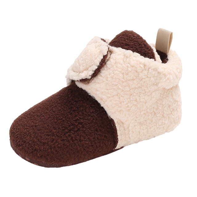 Baby Fleece Booties Newborn Warm Slippers Infant Toddler Winter Boots With Non Slip Bottom