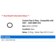 Coolant Line O-Ring - Compatible with 2001 - 2005 BMW 325i 2002 2003 2004