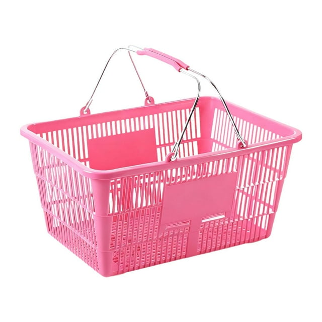 DOLITY Panier d'Achats Portatif Léger en Métal avec Poignée pour Aliments Jouets Chambre Rose