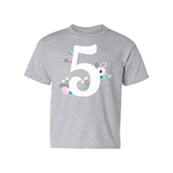 Number 5 With Flowers T-Shirt Juniors -Image by Shutterstock,  Small