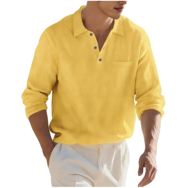 Camisas para Hombre Casual Suelto Botón de Bolsillo de Manga Larga Blusa de Cuello para Uso Diario Al Aire Libre