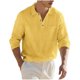 thumbnail image 2 of Ceisia Men's Relaxed Fit Linen Blend Long Sleeve Turndown Collar Shirt with Chest Pocket Yellow XXXL Gifts, 2 of 6