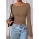 thumbnail image 4 of Remera PRETTYGARDEN Otoño 2025 Crop Top de Manga Campana Marrón Claro XXL, 4 of 8