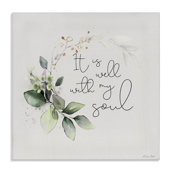 Stupell Industries Well With My Soul Religious Painting Gallery Wrapped Canvas Art Print Wall Art, 30 x 30