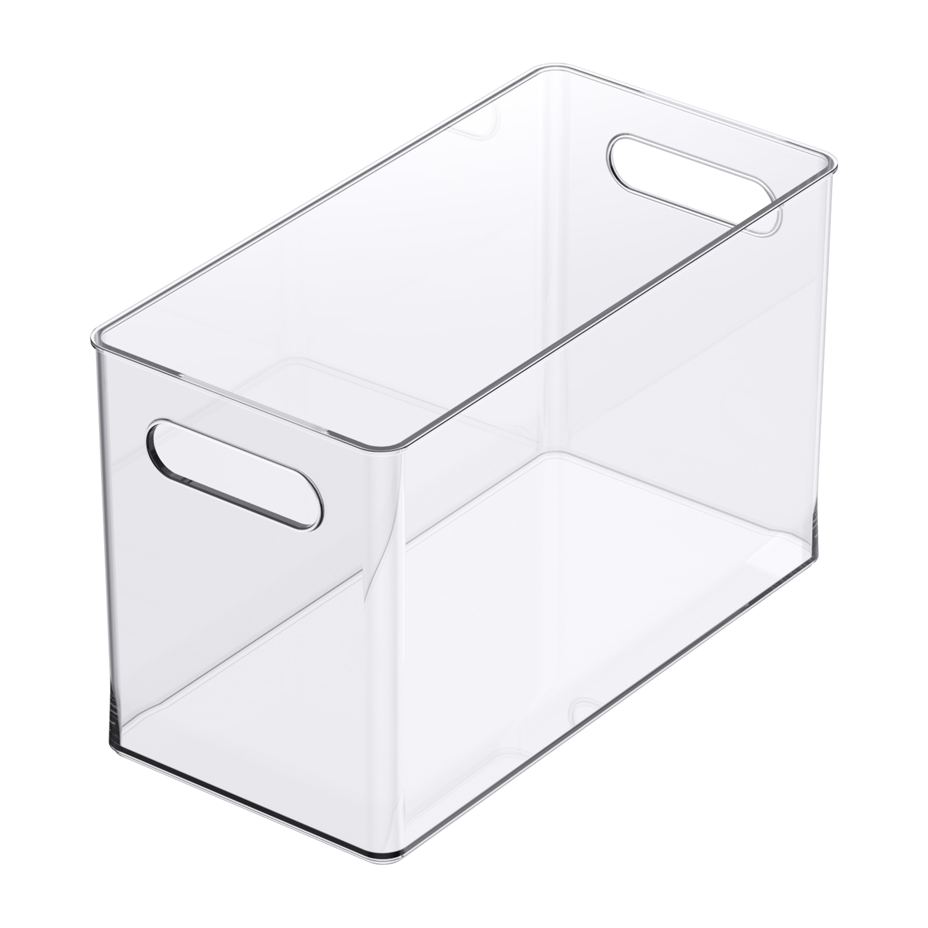 Simply Tidy 13" x 6.5" Clear Storage Bin with Handles - Stackable Plastic Organizer for Binders, Yarn, Fabric Rolls & Craft Supplies, Easy-Carry Design, 6 Pack