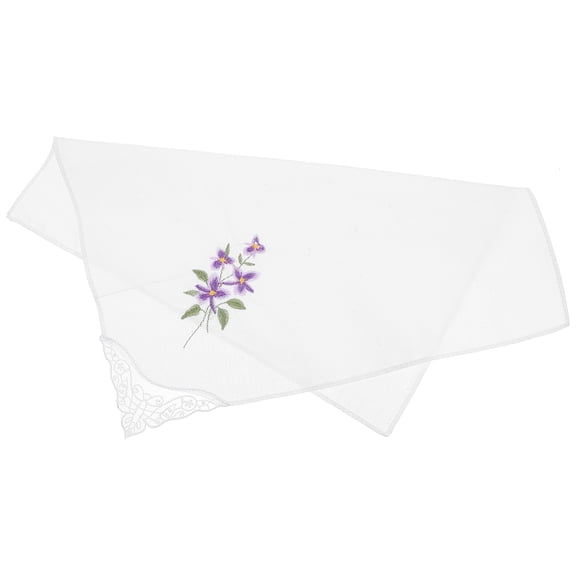 PAMINGONO Embroidered Handkerchief Cotton Square Purple 1Pcs 10.6X10.6In
