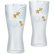 ADERIA Beer Glass Pair Set 10.5 oz (310ml) Premium Nippon Taste Gift Set of 2 Made in Japan (Fireworks)