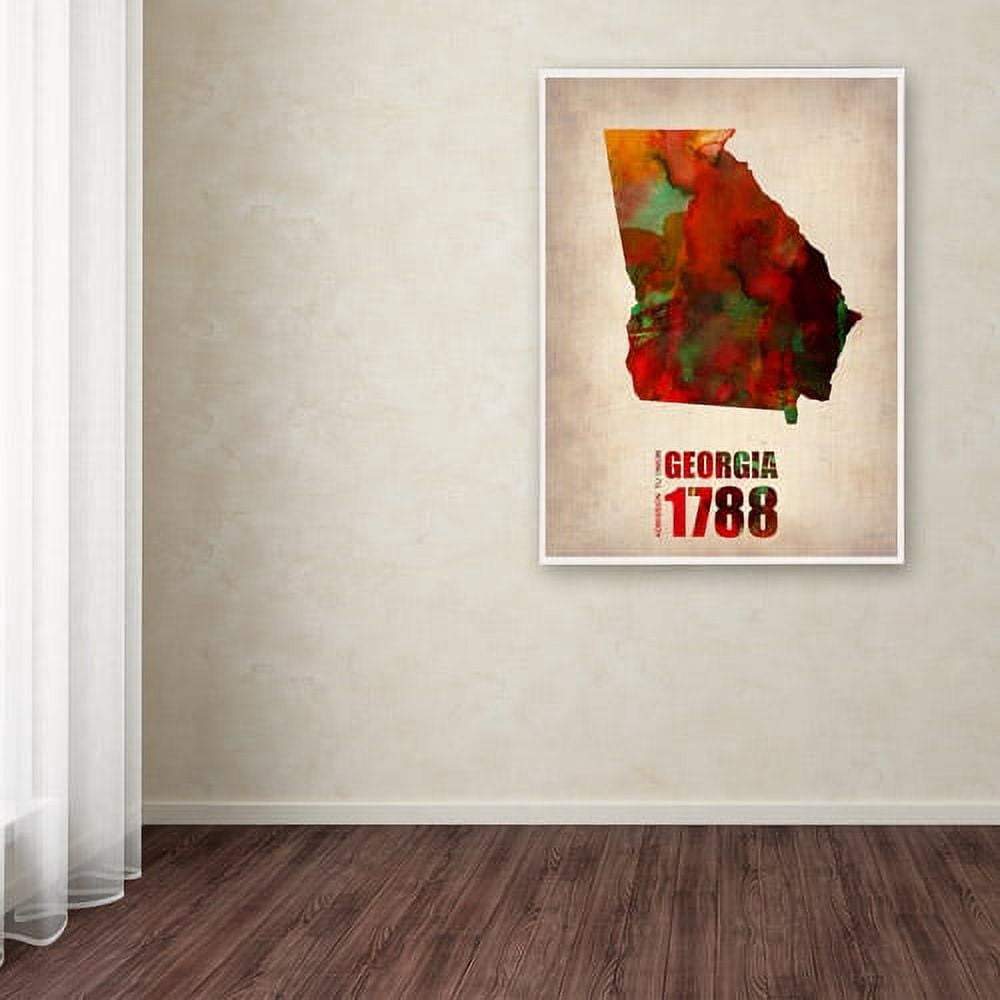 Trademark Fine Art "Georgia Watercolor Map" Canvas Art by Naxart