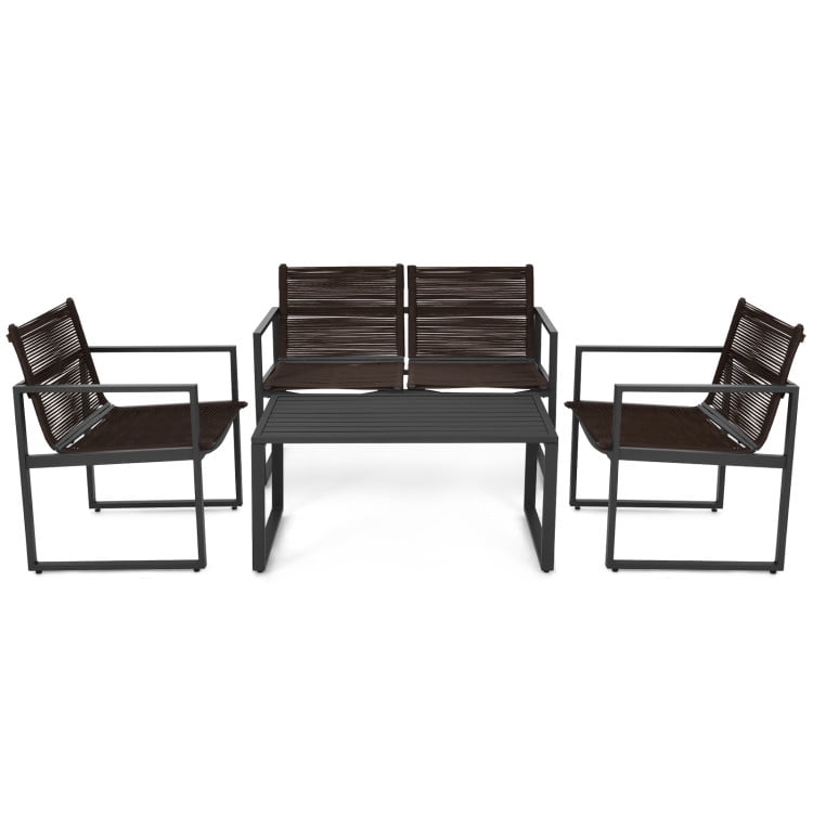 Aimee Lii 4 Pieces Patio Furniture Conversation Set with Sofa Loveseat, Small Patio Set, Black Aimee Lii 4 Pieces Patio Furniture Conversation Set with Sofa Loveseat, Small Patio Set, Black