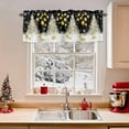 thumbnail image 2 of Black Yellow Christmas Balls Valances for Windows, Xmas Tree Snowflake Rod Pocket Valance Short Window Treatments Curtains for Kitchen Bathroom Bedroom Decor, 56 x 16 In, 2 of 9