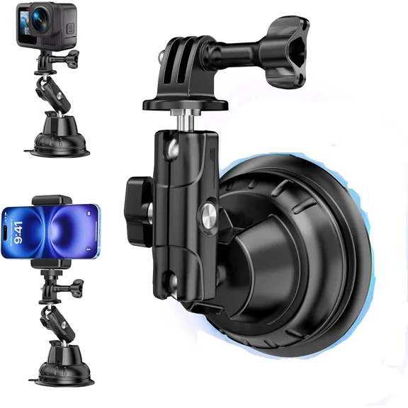 Suction Cup Mount for DJI Osmo Nano Action 6 5 Pro 4 360 for Insta360 Go Ultra for Gopro Hero 13 12 11 MAX 2 Metal Ball Head Quick Release Phone Car Holder Adapter Accessories