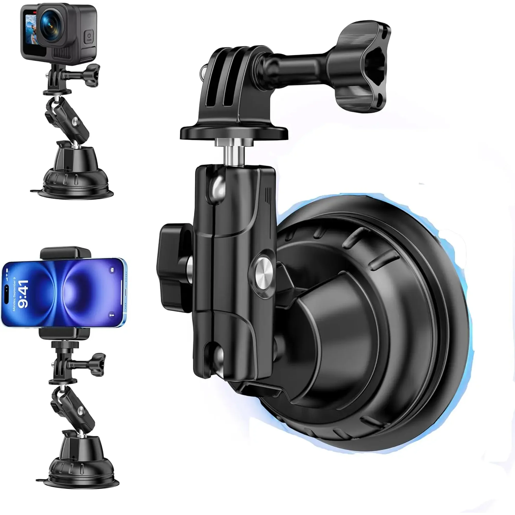 STARTRC PHOTO Suction Cup Mount with Metal Ball Head and Quick Release Compatible with DJI Osmo Action Insta360 GoPro Hero and Phone Car Phone Holder Adapter
