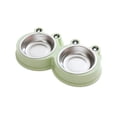 thumbnail image 2 of SHENGXINY Stainless Steel Cat Food Bowl and Water Bowl Set - Frog Shaped Double Stainless Steel Bowls, Dual Food Water Feeder for Small Medium Dogs & Cats Green 10.63x5.91x1.57in, 2 of 6