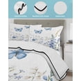 thumbnail image 4 of Blue Spring Floral Full Size Down Alternative Comforter, Lightweight Comforter Quilt Bedding Set with Pillow Shams Butterfly Summer Botanical Elegant All Seasons Bed Comforter Duvet Insert 78"x90", 4 of 7