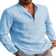 thumbnail image 2 of Mens Long Sleeve Button T Shirts Casual Plain Pullover Tops Loose Basic Tee, 2 of 2