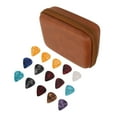 thumbnail image 4 of Guitar Pick Bag Set, Large Space Guitar Pick Holder Case Scratch Resistant EVA And Cloth  For Storage Brown With Strap, 4 of 8