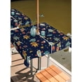 thumbnail image 2 of Outdoor Tablecloth with Umbrella Hole for Patio/Picnic/Party/Camping, Cartoon Space Waterproof Table Cloth Square Cover Washable, Funny Cute Rocket Planet Navy Blue (60"x 60"), 2 of 8