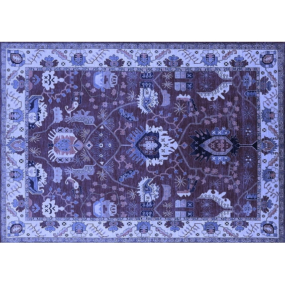 Ahgly Company Machine Washable Indoor Rectangle Oriental Blue Industrial Area Rugs, 2' x 5'
