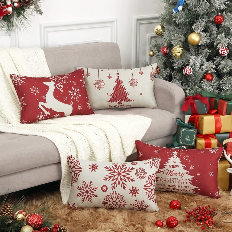 Christmas Pillows Cases Decorative Set Of 4 Couch Pillow Covers Christmas  Decorations Pillow Covers For Christmas Decorations - AliExpress