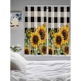thumbnail image 3 of Sunflower Checkered Bedroom Curtains 63 Inches length, Black Buffalo Plaid Pastoral Flowers Window Treatment Curtain Drapes, Rod Pocket Curtain Panels for Living Room Kitchen, 42"x63", 2 Panels, 3 of 7