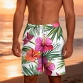 thumbnail image 6 of Men's Shorts with Pockets and Drawstrings Big and Tall Hawaiian Tropical Print Double-layer Elastic Waist Loose Beach Swim Trunks, 6 of 9