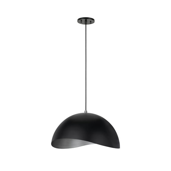 Aspen Creative 61124-11, One-Light Hanging Mini Pendant Ceiling Light, Transitional Design in Matte Black Finish, Metal Shade, 15" Wide