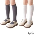 thumbnail image 2 of Godderr Kids Toddlers Girls Thigh High Socks Knee High Socks for Girls,2 Pairs White Thigh High Socks Baby Stockings,Big Girl Stockings Tube Socks for 3-12Y, 2 of 7