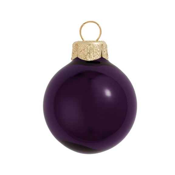 Whitehurst Small Shiny Finish Glass Christmas Ball Ornaments - 2" (50mm) - Purple - 28ct